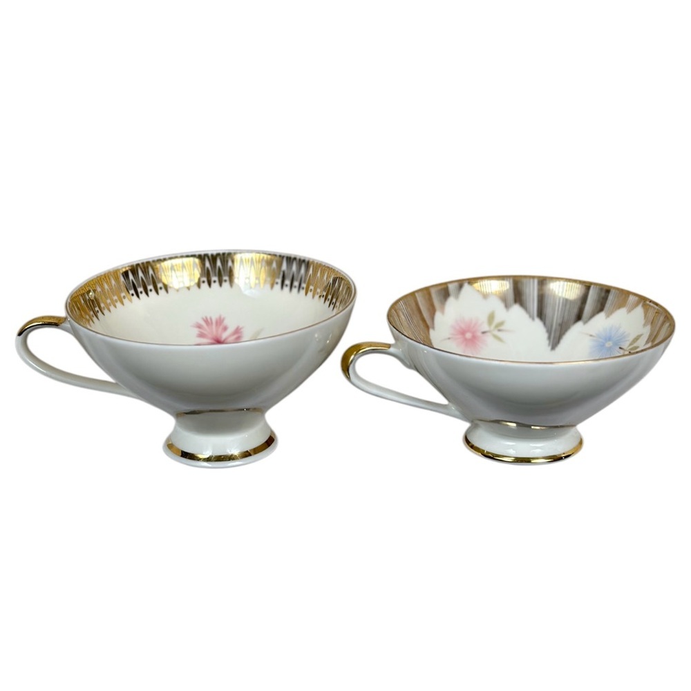 2 VINTAGE Bavarian Porcelain Tea Cups by Winterling & Elfenbein
